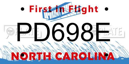 PD698E North Carolina License Plate