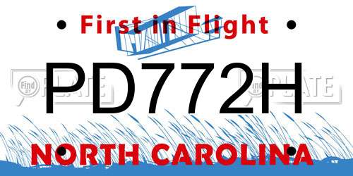 PD772H North Carolina License Plate