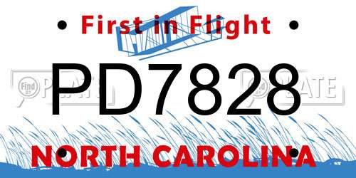 PD7828 North Carolina License Plate