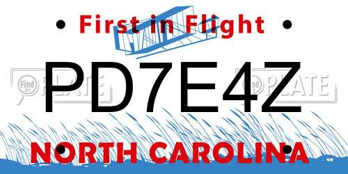 PD7E4Z North Carolina License Plate