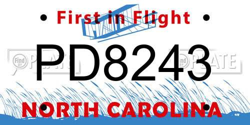 PD8243 North Carolina License Plate