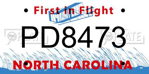 PD8473 North Carolina License Plate