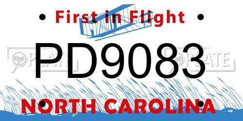 PD9083 North Carolina License Plate