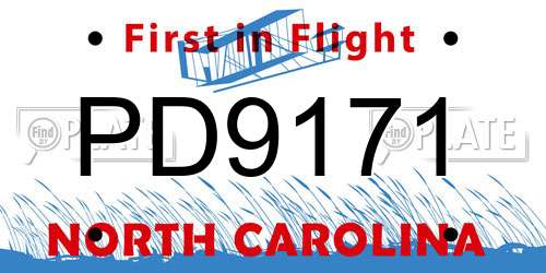 PD9171 North Carolina License Plate
