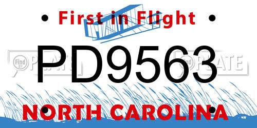 PD9563 North Carolina License Plate