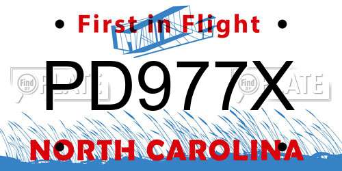 PD977X North Carolina License Plate
