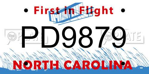 PD9879 North Carolina License Plate