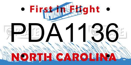 PDA1136 North Carolina License Plate