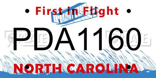 PDA1160 North Carolina License Plate