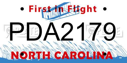 PDA2179 North Carolina License Plate