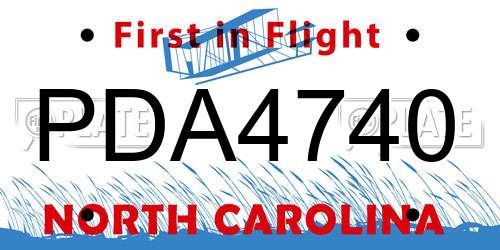 PDA4740 North Carolina License Plate