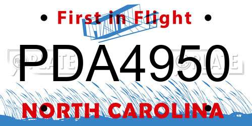 PDA4950 North Carolina License Plate