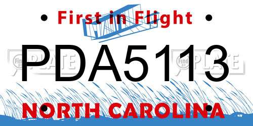 PDA5113 North Carolina License Plate