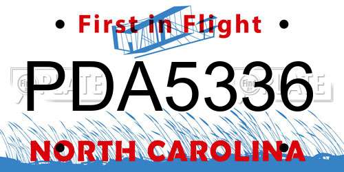 PDA5336 North Carolina License Plate