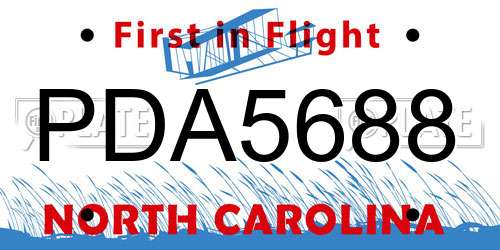 PDA5688 North Carolina License Plate