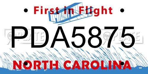 PDA5875 North Carolina License Plate