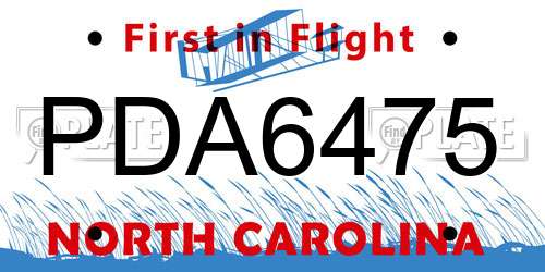 PDA6475 North Carolina License Plate