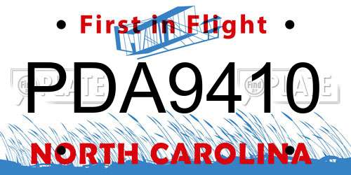 PDA9410 North Carolina License Plate
