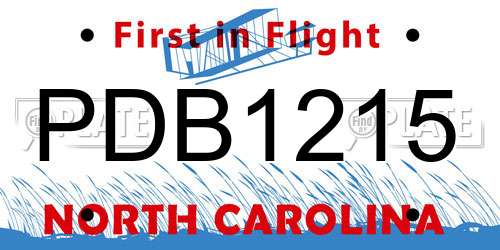 PDB1215 North Carolina License Plate