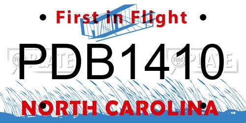 PDB1410 North Carolina License Plate
