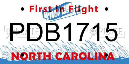 PDB1715 North Carolina License Plate