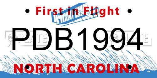 PDB1994 North Carolina License Plate