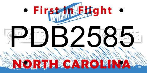 PDB2585 North Carolina License Plate