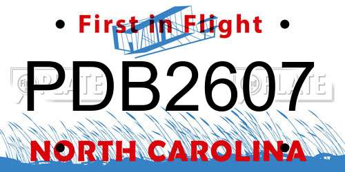 PDB2607 North Carolina License Plate