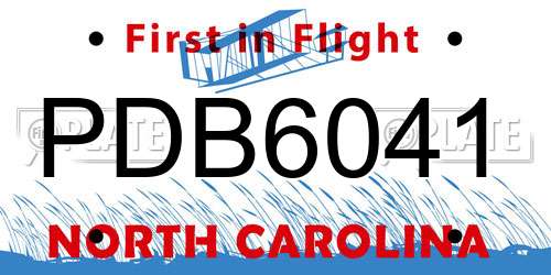 PDB6041 North Carolina License Plate