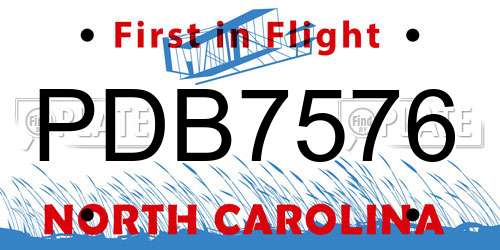 PDB7576 North Carolina License Plate