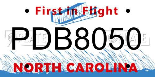 PDB8050 North Carolina License Plate