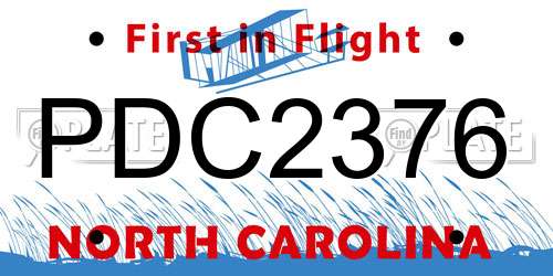 PDC2376 North Carolina License Plate