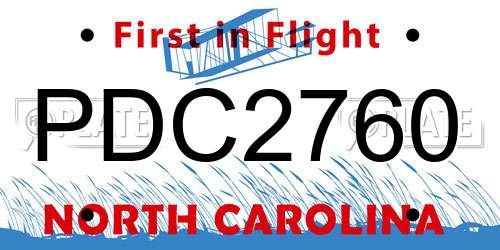 PDC2760 North Carolina License Plate