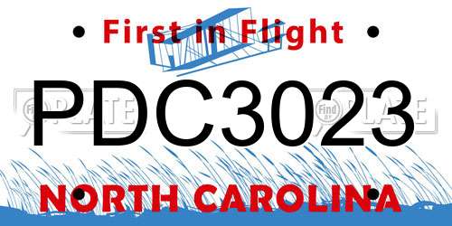 PDC3023 North Carolina License Plate