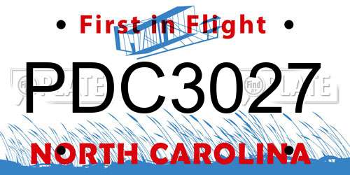 PDC3027 North Carolina License Plate
