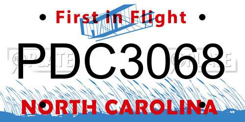 PDC3068 North Carolina License Plate
