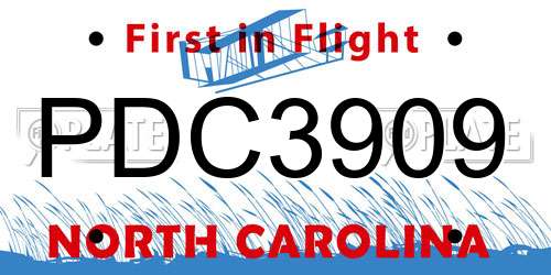 PDC3909 North Carolina License Plate
