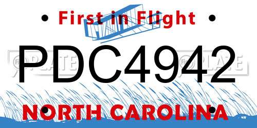 PDC4942 North Carolina License Plate