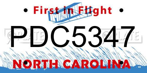 PDC5347 North Carolina License Plate
