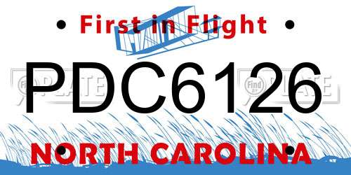 PDC6126 North Carolina License Plate