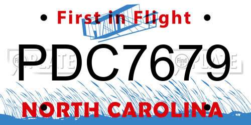 PDC7679 North Carolina License Plate