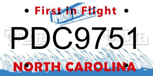 PDC9751 North Carolina License Plate