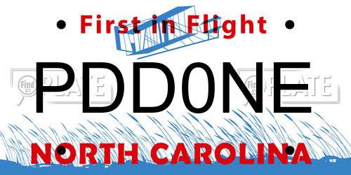 PDD0NE North Carolina License Plate