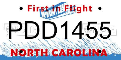 PDD1455 North Carolina License Plate