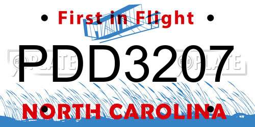 PDD3207 North Carolina License Plate