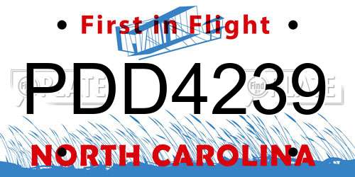PDD4239 North Carolina License Plate