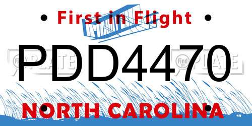 PDD4470 North Carolina License Plate