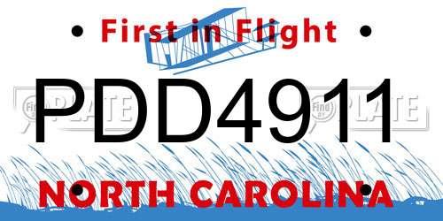 PDD4911 North Carolina License Plate