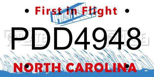 PDD4948 North Carolina License Plate