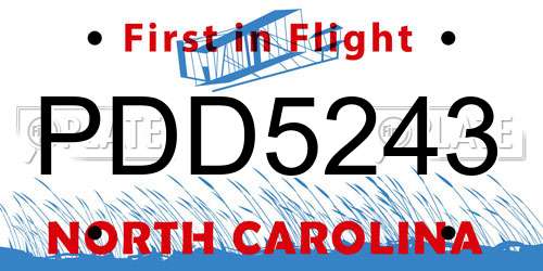 PDD5243 North Carolina License Plate